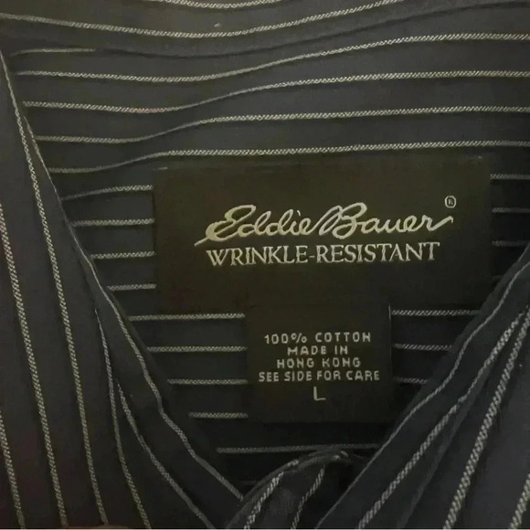 EDDIE BAUER wrinkle resistant dark gray long sleeves mans shirt size Large - Picture 4 of 4